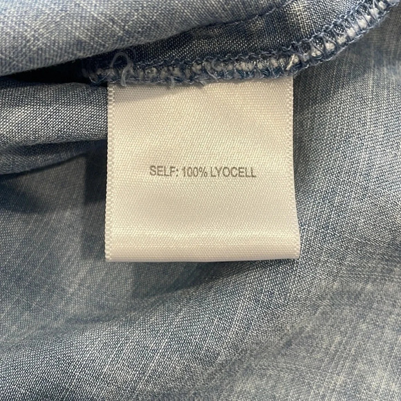 Jane + Delancey Women’s Denim Chambray Blue Casual Flowy Short Sleeve Top Size S - Picture 4 of 8